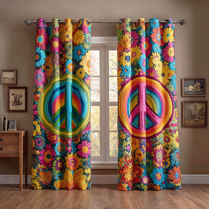 Hippie Peace Dream Quilted Curtains