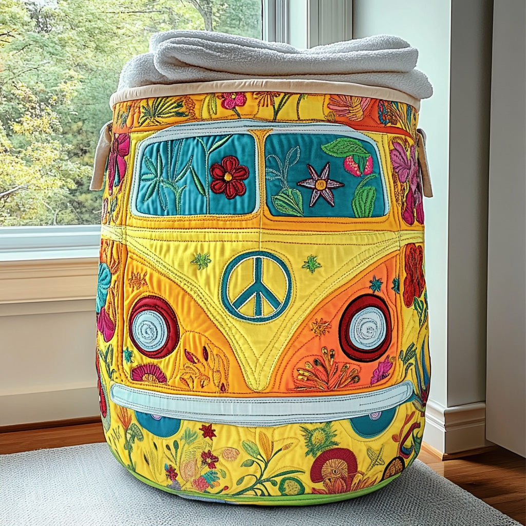 Hippie Van Quilted Laundry Basket