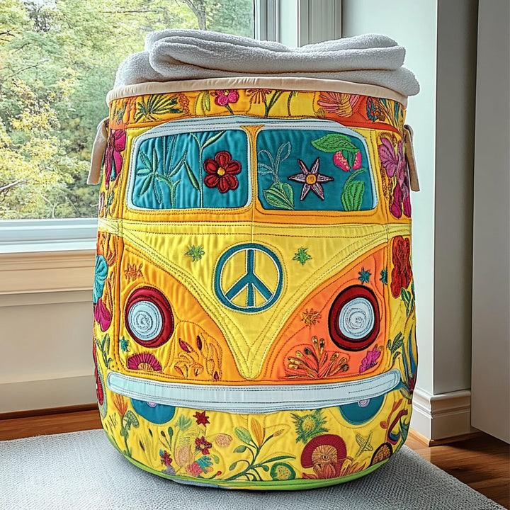 Hippie Van Quilted Laundry Basket