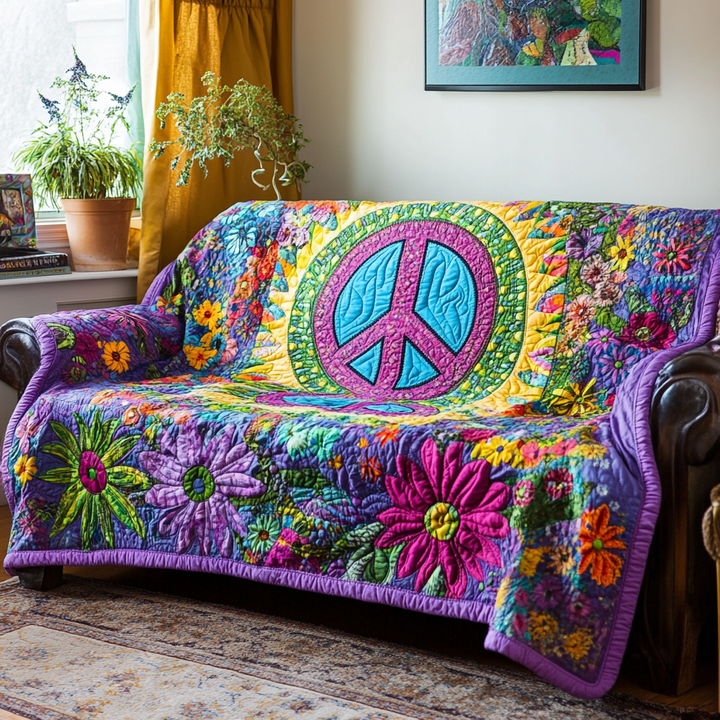 Hippie Vibes Quilted Sofa Cover
