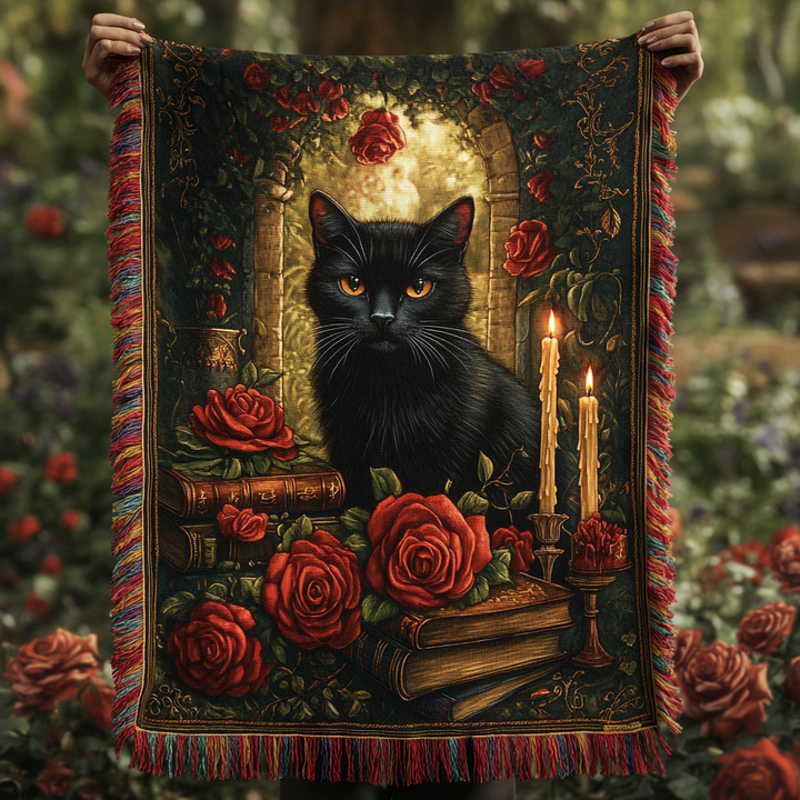 Hocus Purrcus Woven Sofa Blanket