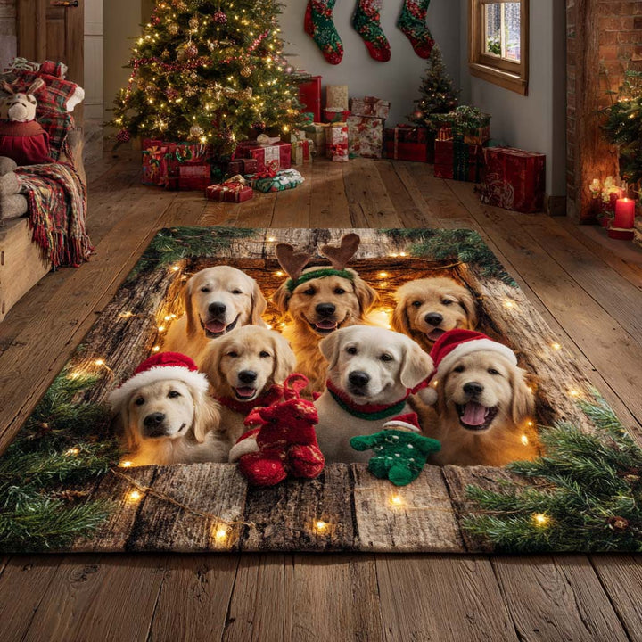 Christmas Golden Retriever Area Rug