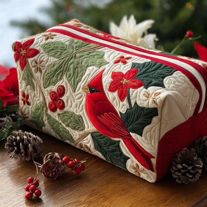 Holly Cardinal Quilted Makeup Bag