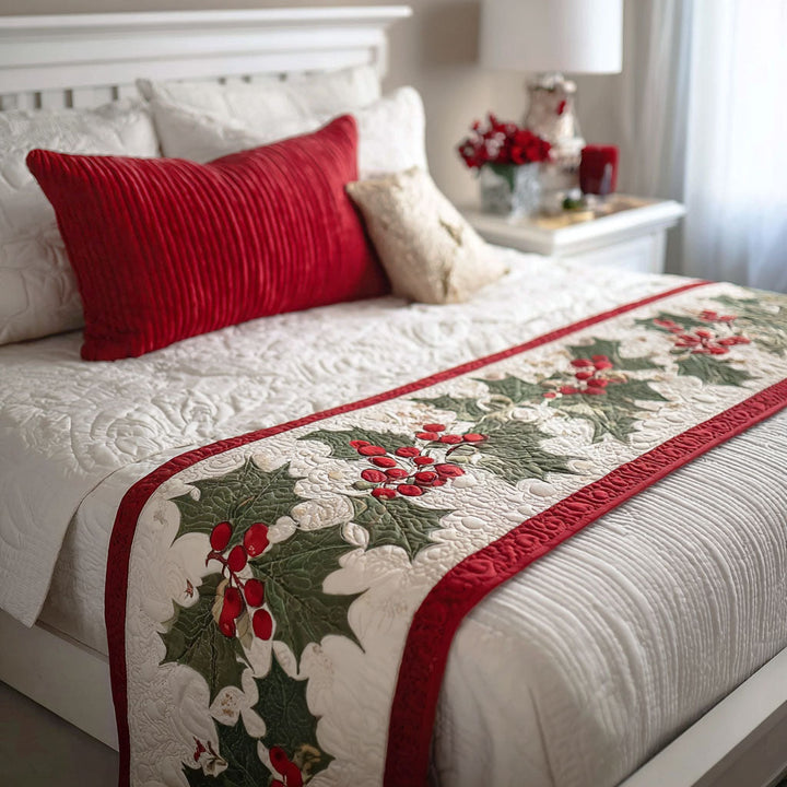 Holly Garden Quilted Bed Runner