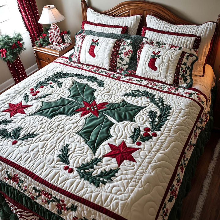 Christmas 3-Piece Quilted Bedding Set