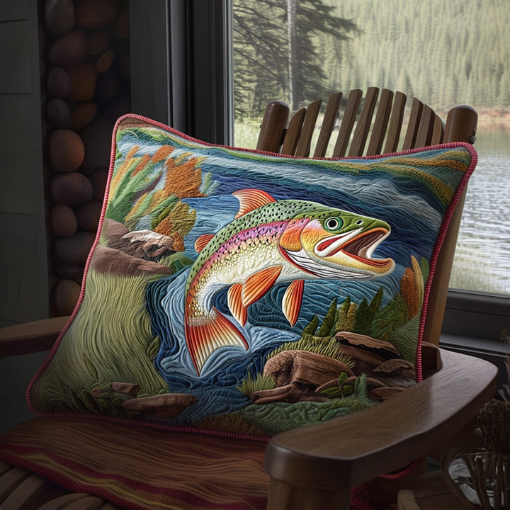 Hooked on Trout Quilted Bedding Pillow Case