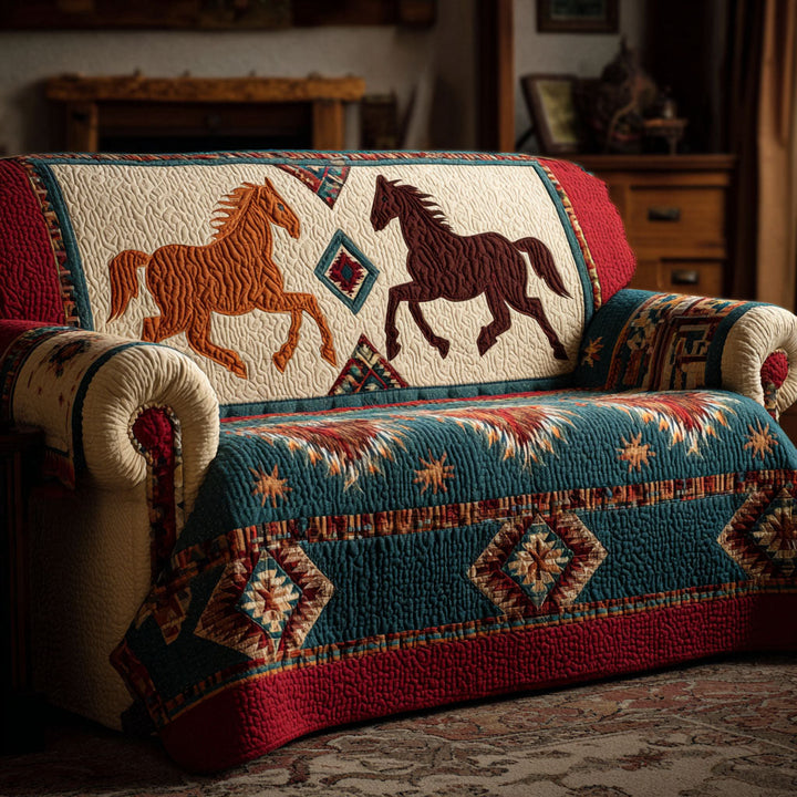 Horse Trail Quilted Sofa Cover