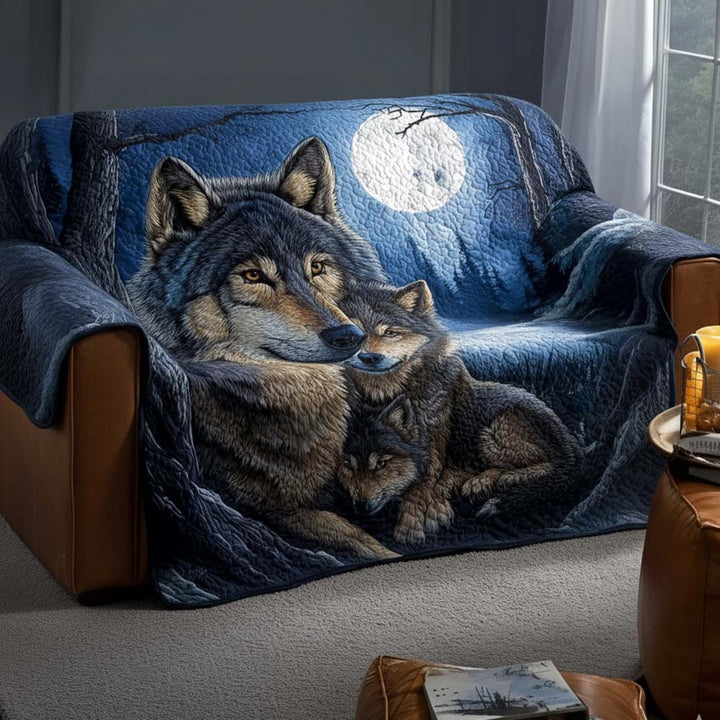 Howl at Moon Quilted Sofa Cover