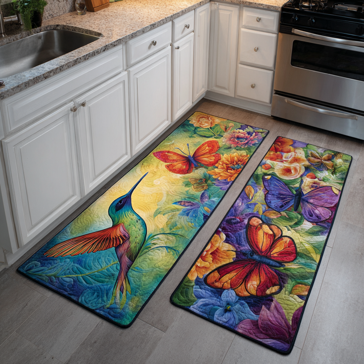 Hummingbird Garden Kitchen Area Rug