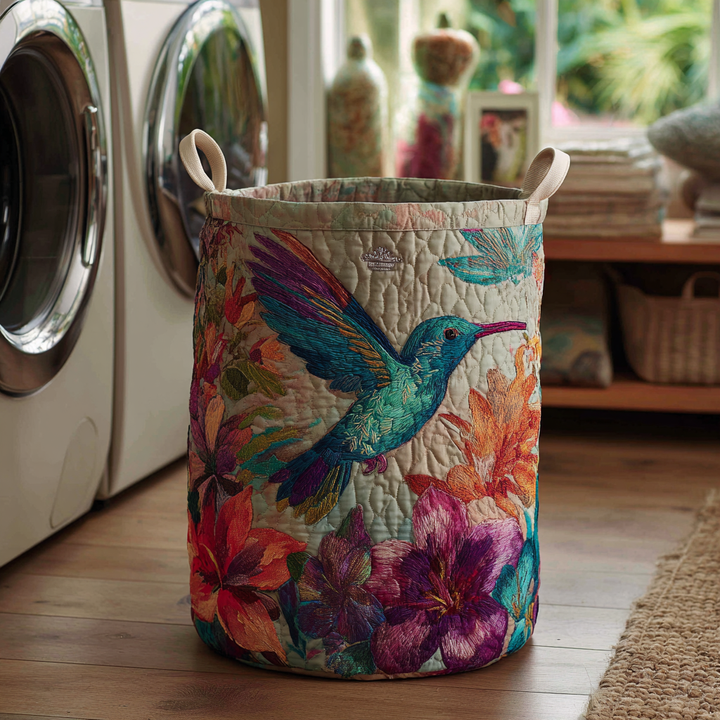 Hummingbird Light Quilted Laundry Basket