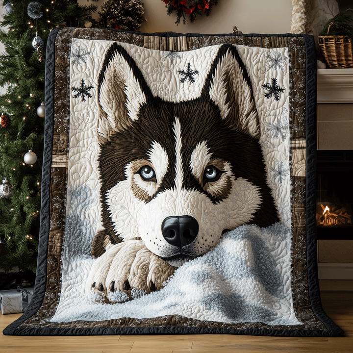 Husky Winter Bliss Quilted Blanket