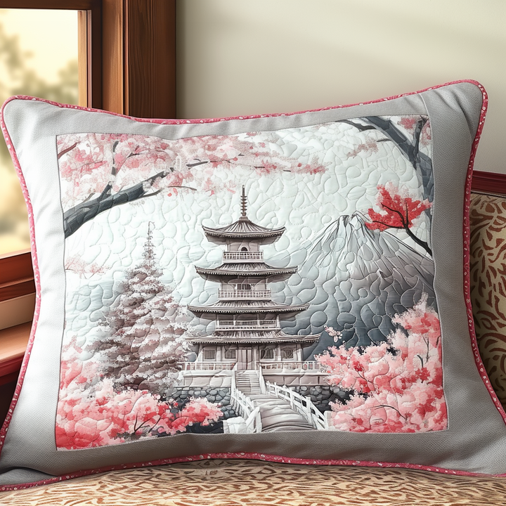 Japanese Blossom Pagoda Quilted Bedding Pillow Case