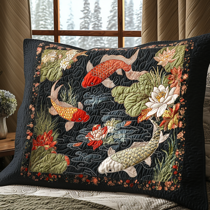 Japanese Koi Elegance Quilted Bedding Pillow Case