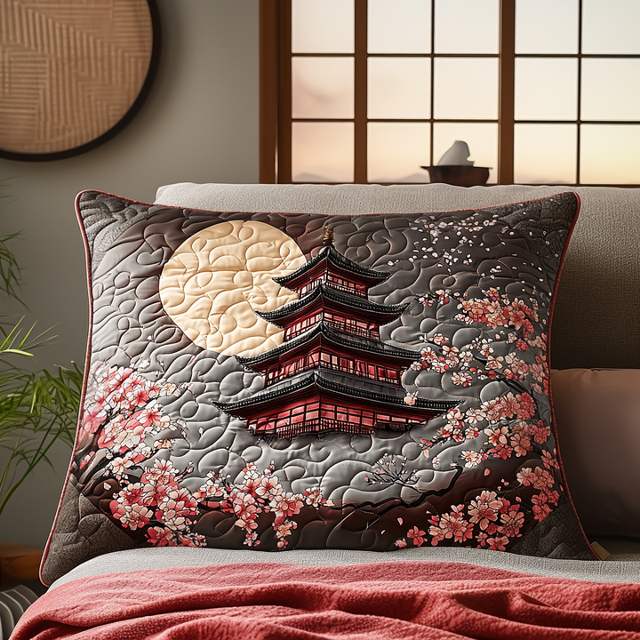 Japanese Pagoda Ancient Moon Quilted Bedding Pillow Case