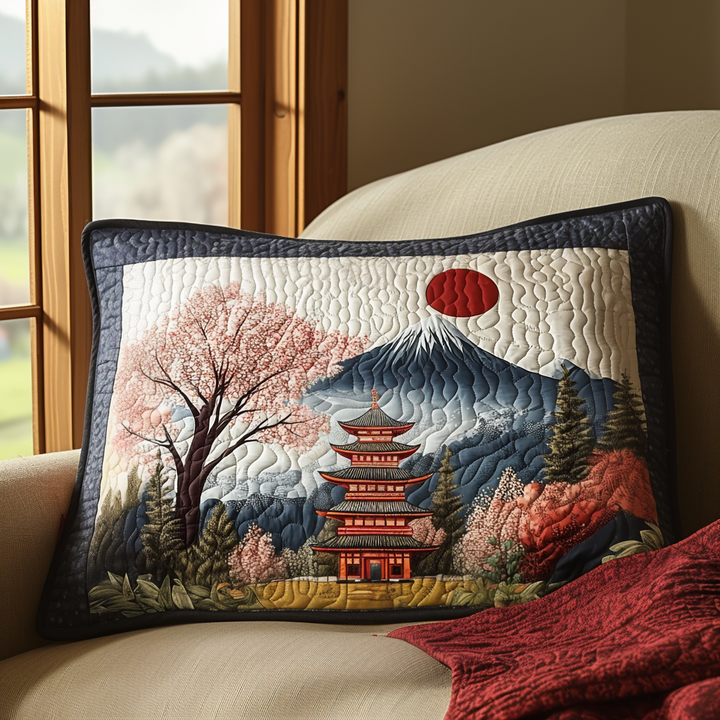 Japanese Pagoda Delight Quilted Bedding Pillow Case