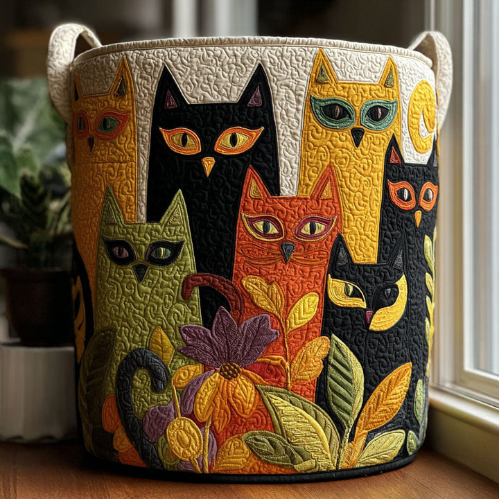 Jubilee Cats Quilted Laundry Basket
