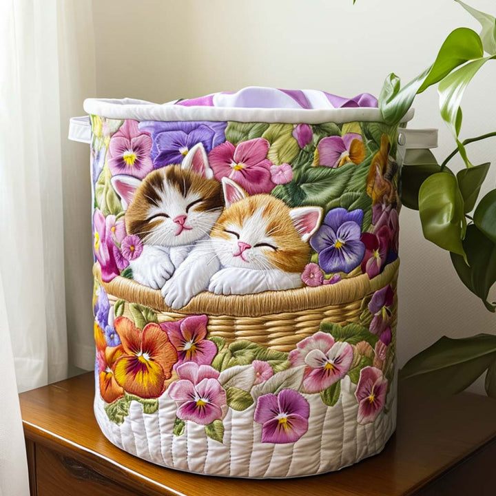 Kitten Chaos Quilted Laundry Basket