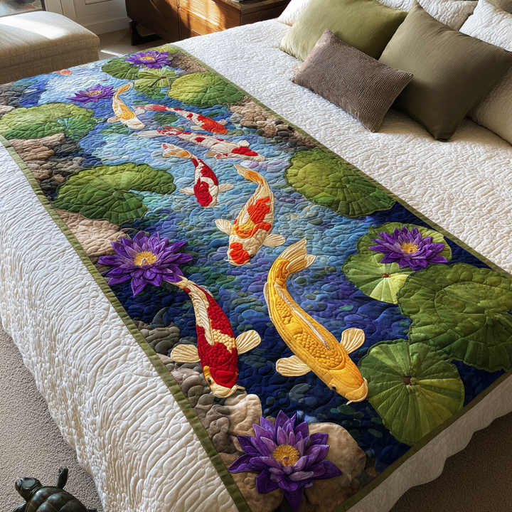 Koi Flow Quilted Bed Runner