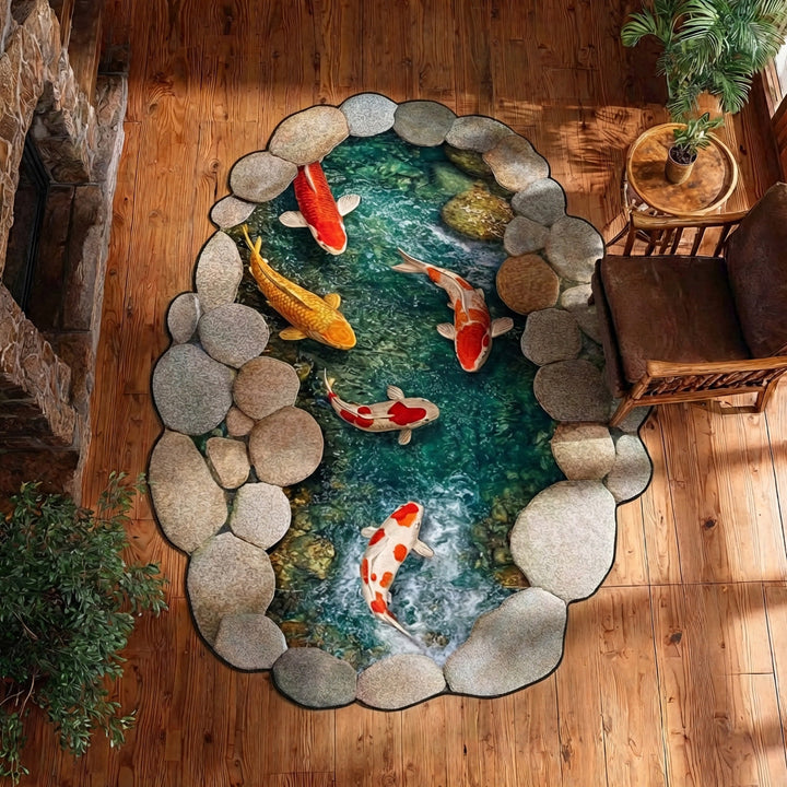 Koi Oasis Custom Shape Area Rug