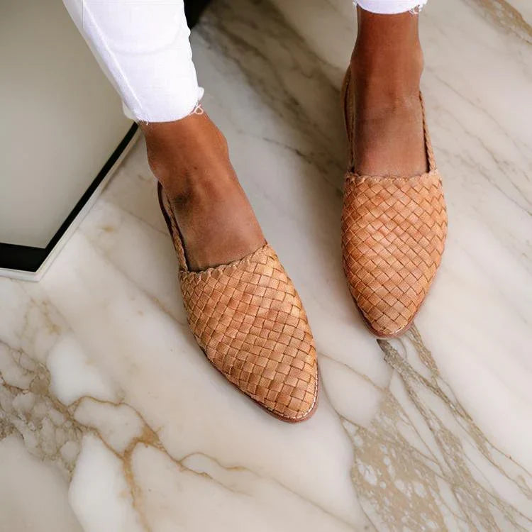Women's Classic Braided Leather Slingback Sandals