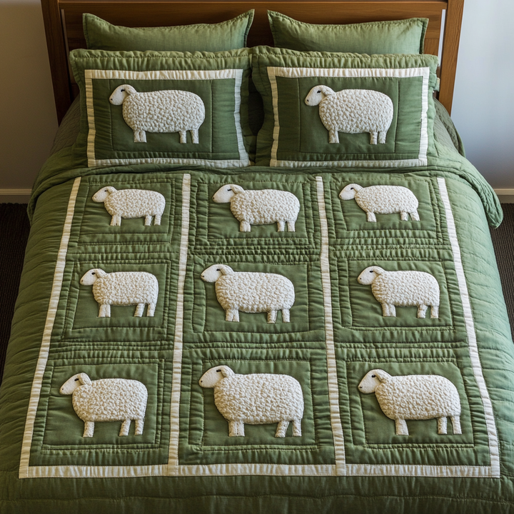 Lamb Meadow 3-Piece Quilted Bedding Set