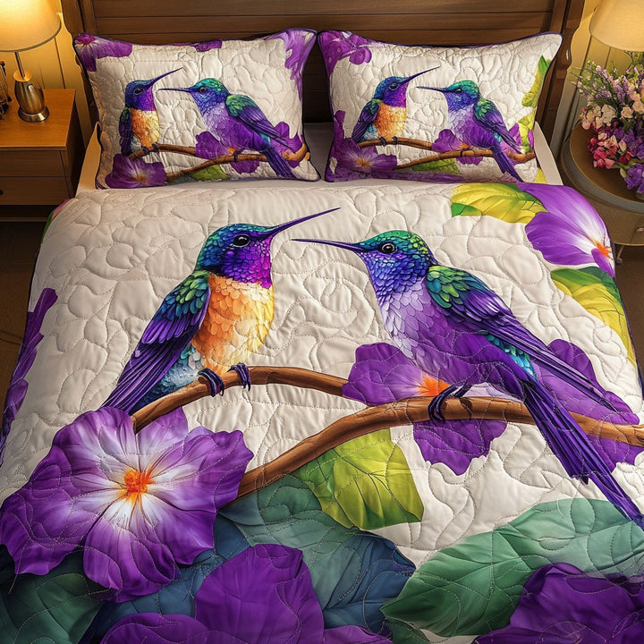 Hummingbird 3-Piece Quilted Bedding Set