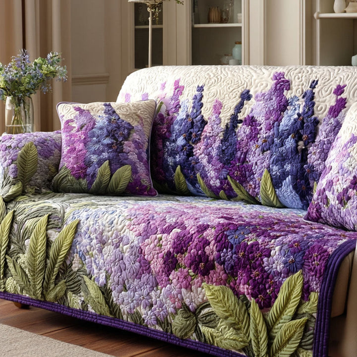 Lavender Serenity Quilted Sofa Cover