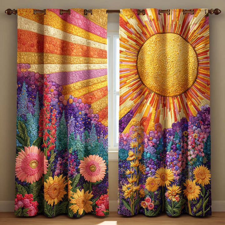 Lavender Sunrise Glow Quilted Curtains