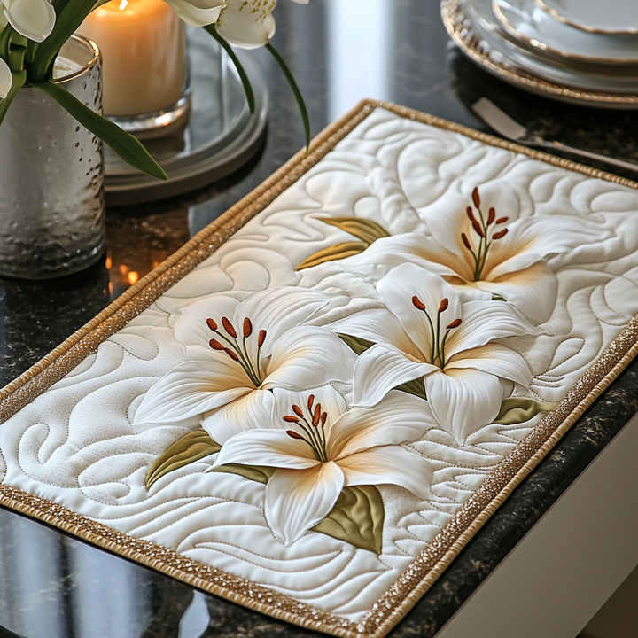 Lilies Charm Quilted Place Mat