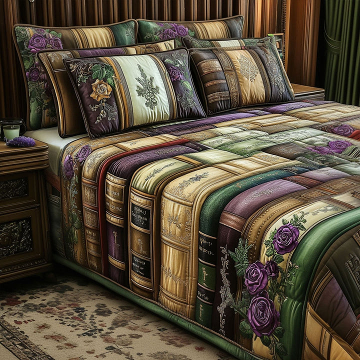 Vintage Books 3-Piece Quilted Bedding Set