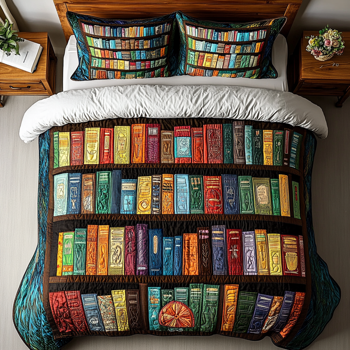 Literary Haven 3-Piece Quilted Bedding Set