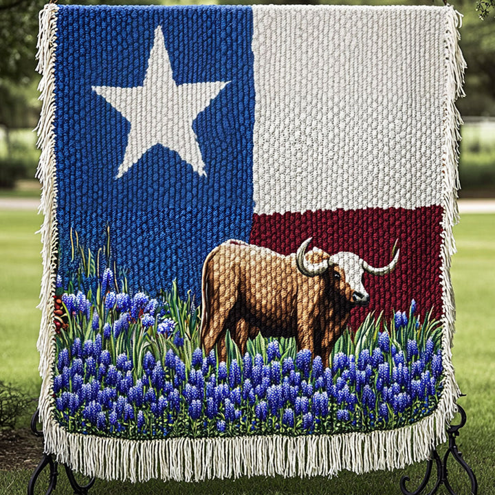 Lone Star Longhorn Woven Sofa Blanket