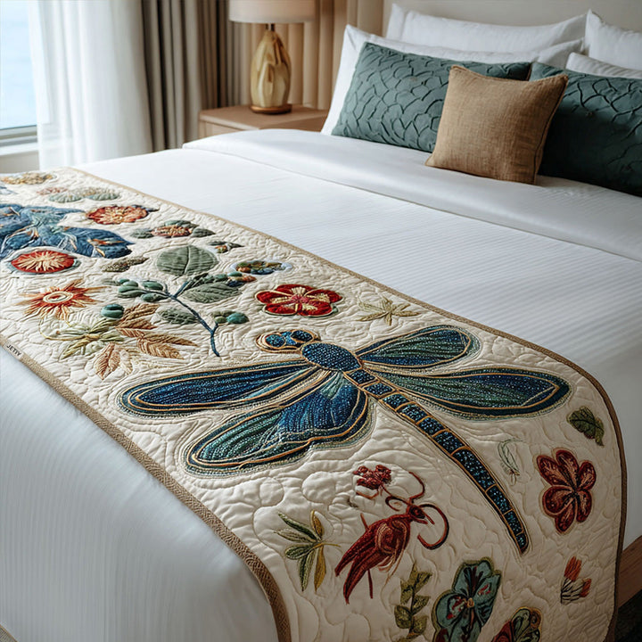 Dragonfly Quilted Bed Runner
