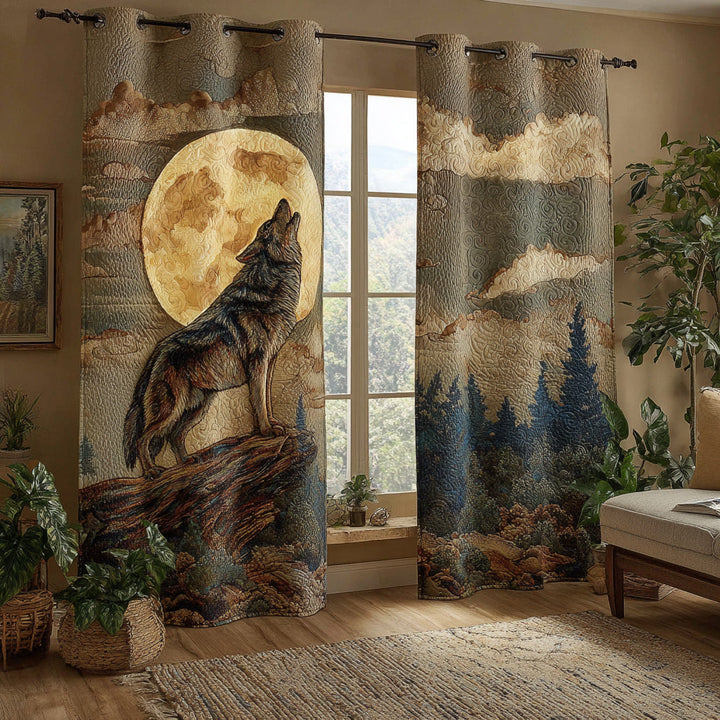 Lunar Wolf Majesty Quilted Curtains