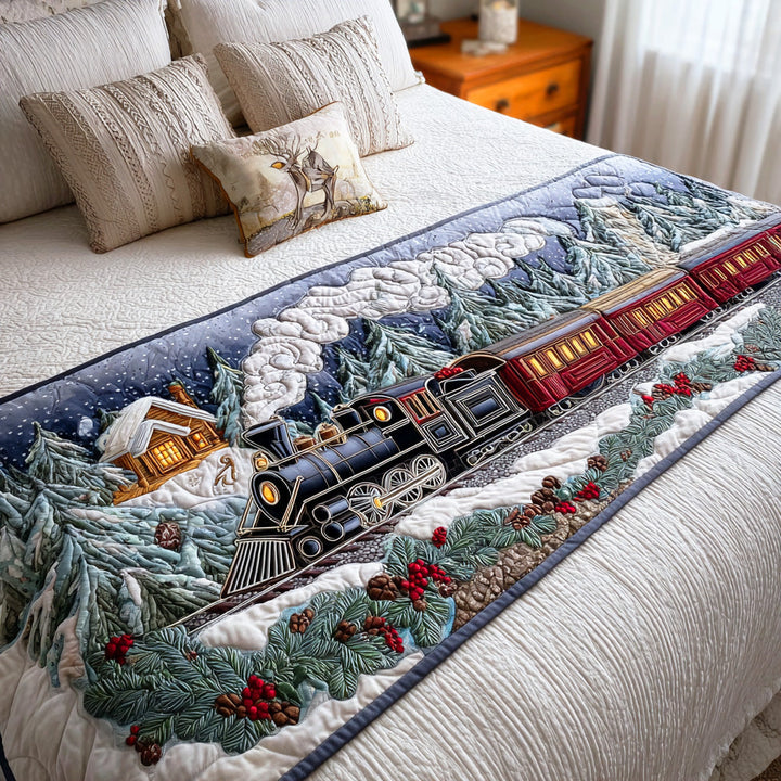 Magic Train Ride Quilted Bed Runner