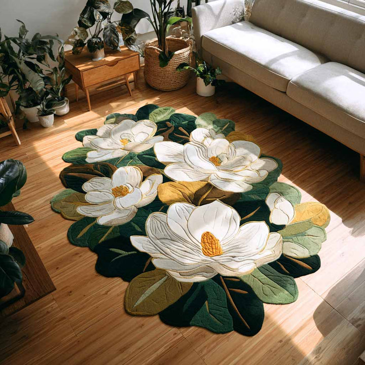 Magnolia Bloom Custom Shape Area Rug