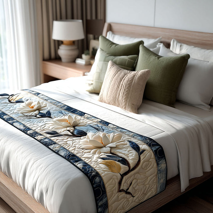 Magnolia Blooming Quilted Bed Runner