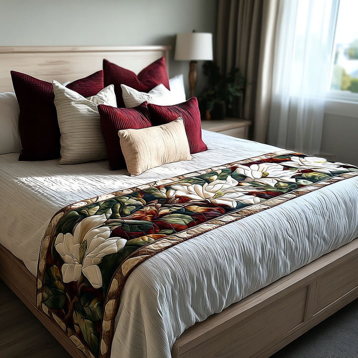 Magnolia Memories Quilted Bed Runner