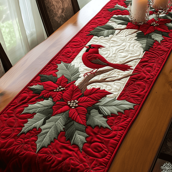 Majestic Cardinals Quilted Table Runner