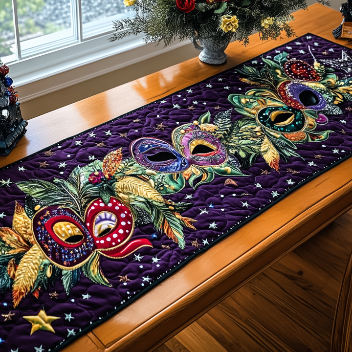 Mardi Gras Elegance Quilted Table Runner