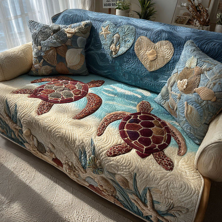 Coastal Quilted Sofa Cover