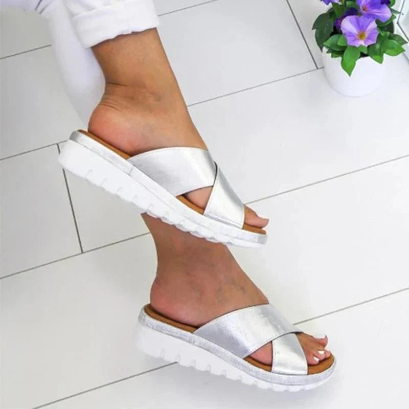 Women's Summer Platform Sandals with Crossed Straps