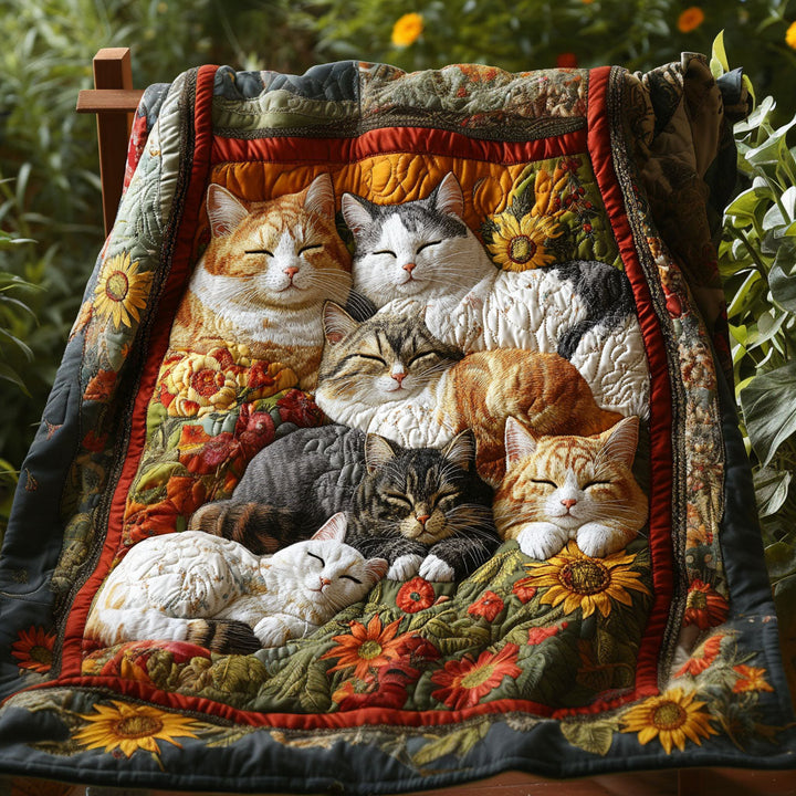 Meow Meadow Quilted Blanket