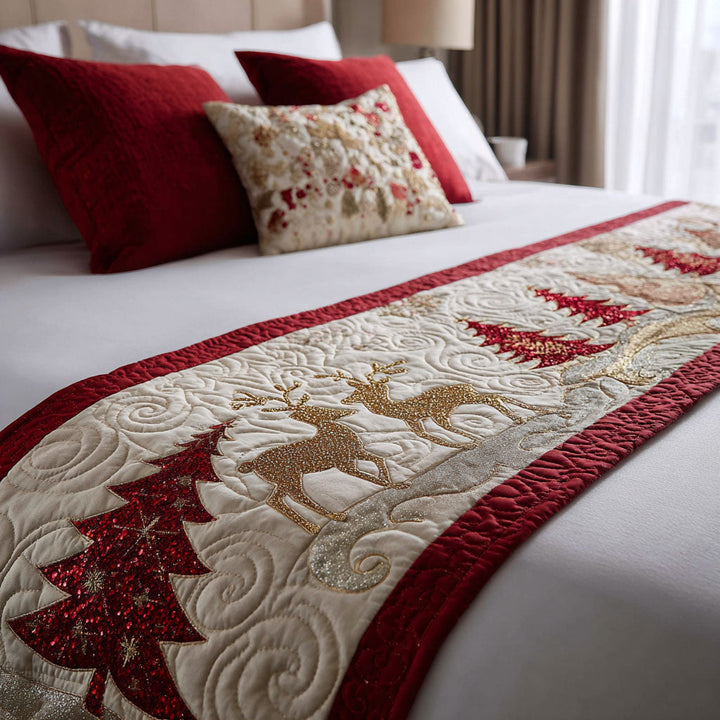 Merry Boughs Quilted Bed Runner
