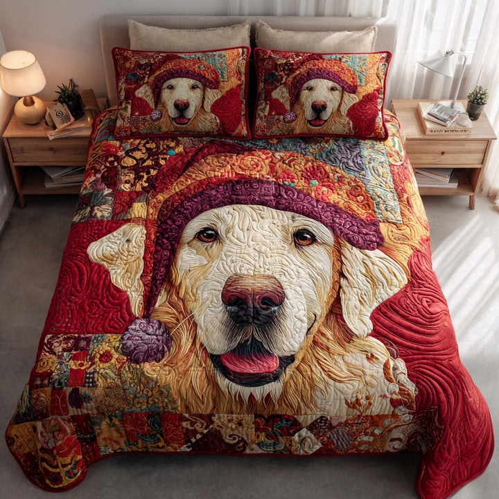Golden Retriever 3-Piece Quilted Bedding Set