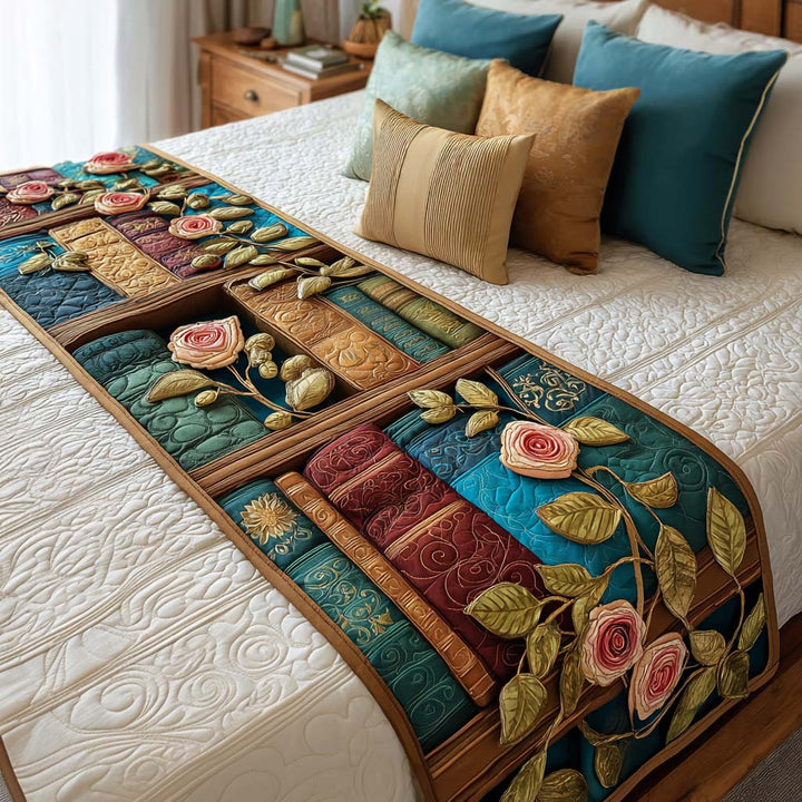 Midnight Chapters Quilted Bed Runner