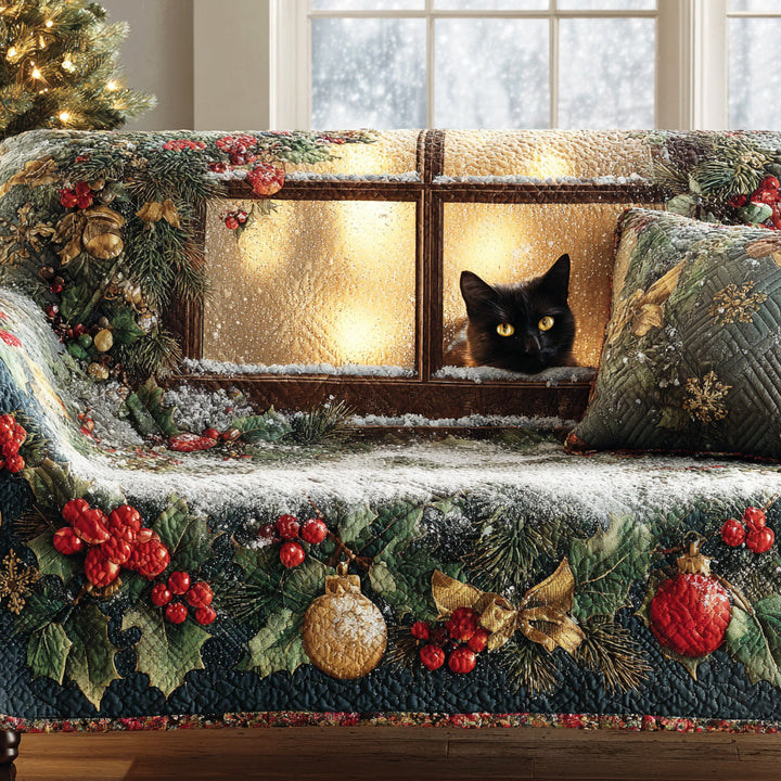 Midnight Noel Quilted Sofa Cover