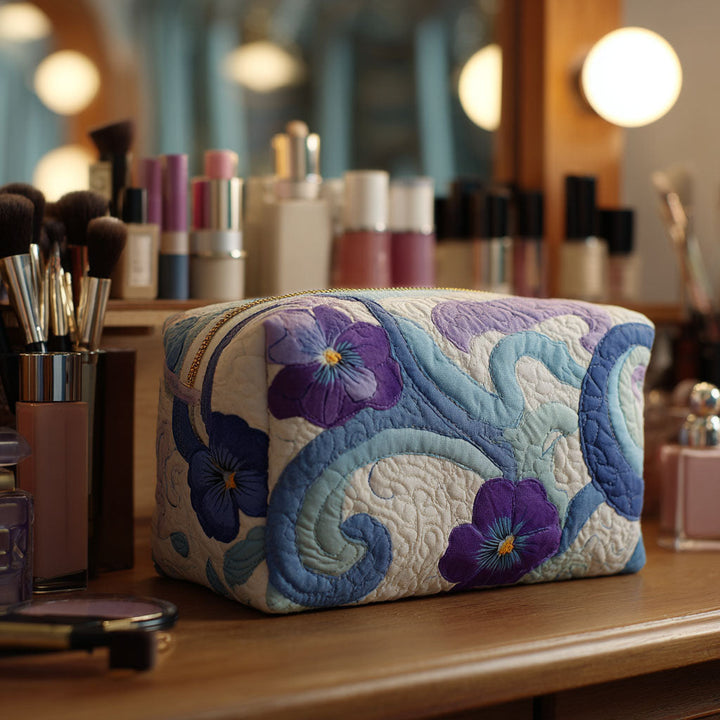Midnight Violet Quilted Makeup Bag