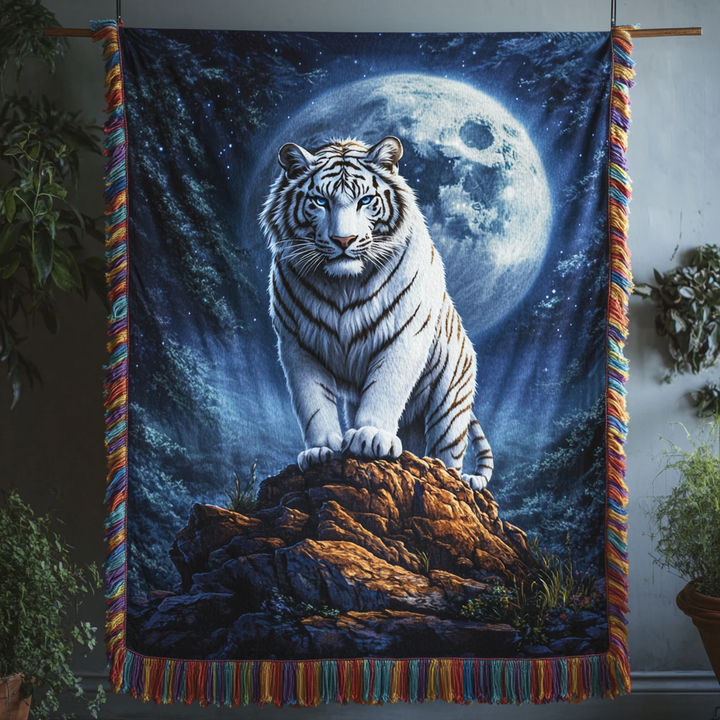 Moonlit Tiger Woven Sofa Blanket