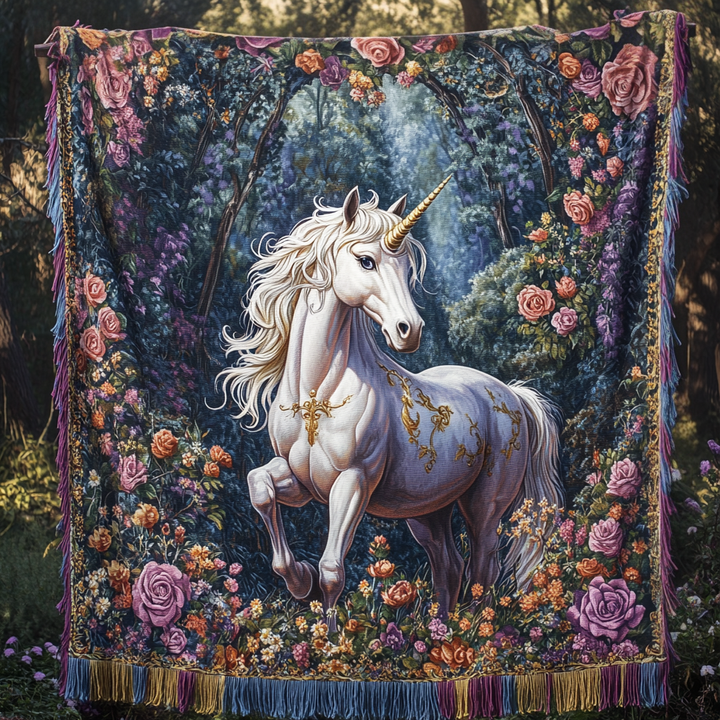 Moonlit Unicorn Woven Sofa Blanket